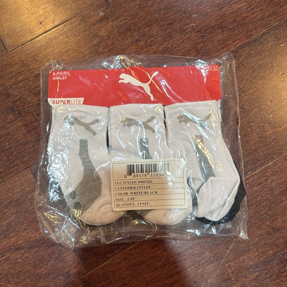 Kids socks 6 pairs white and black